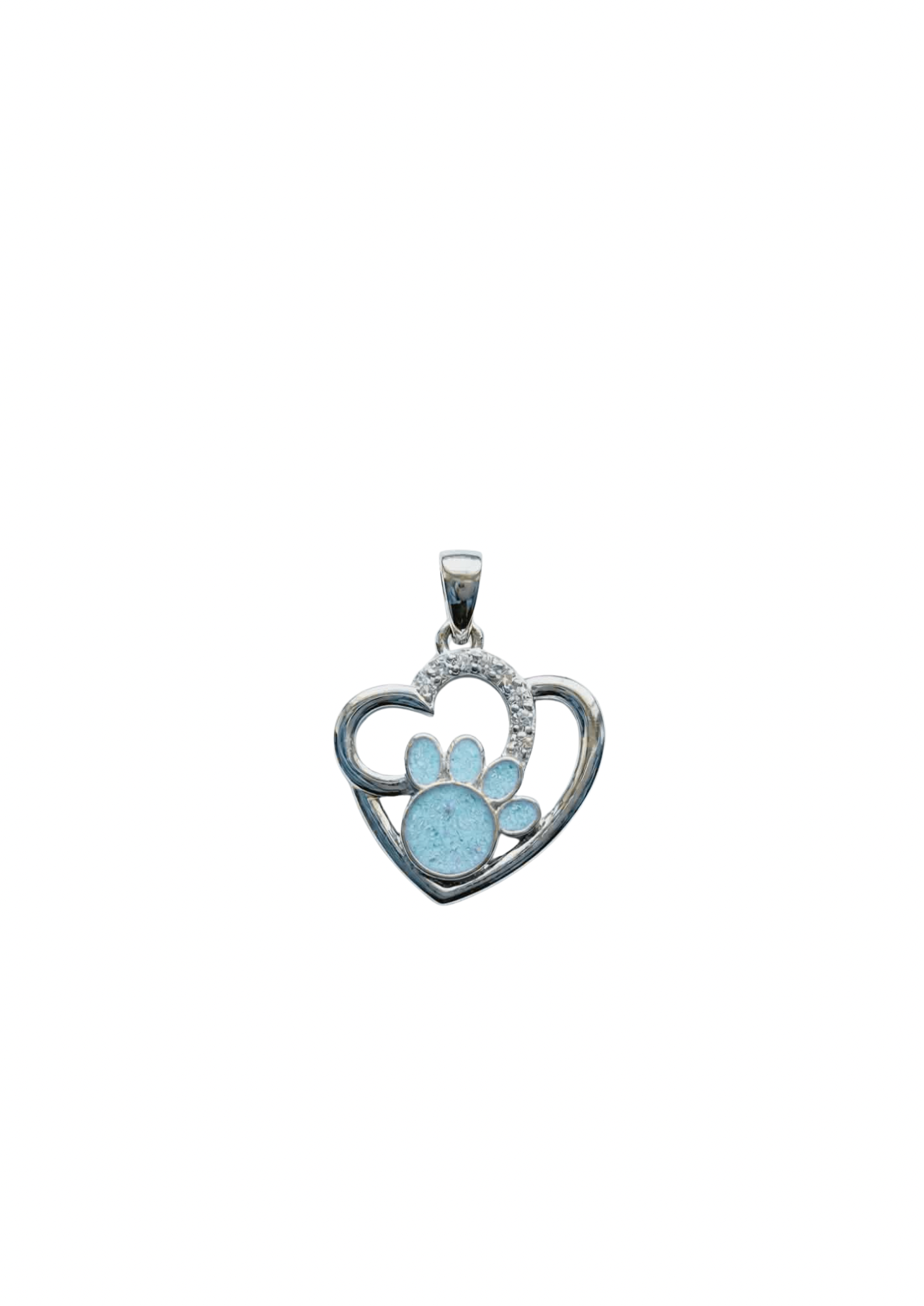 Sterling Silver Memorial Paw & Heart Pendant