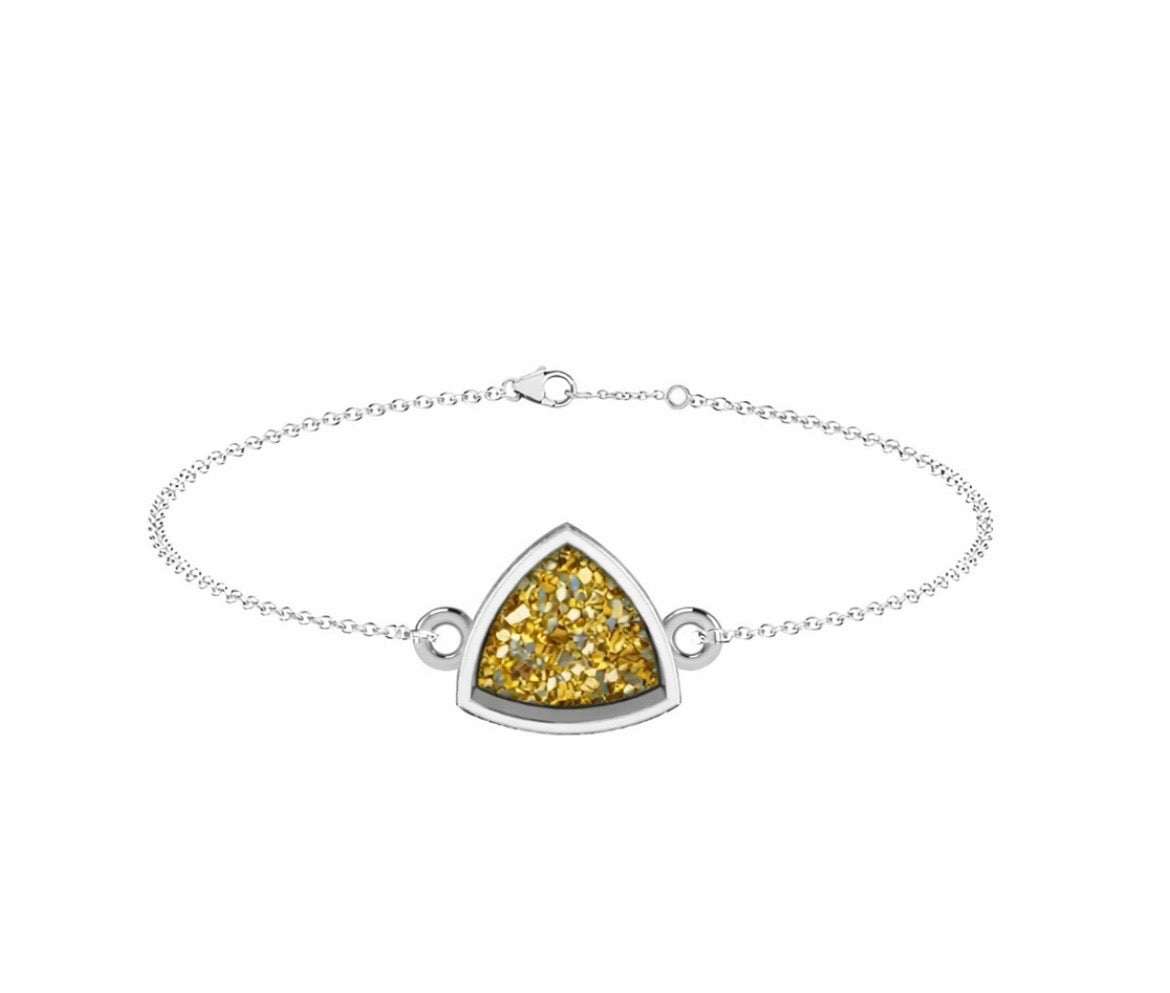 Memorial Sterling Silver Curved Triangle Bracelet