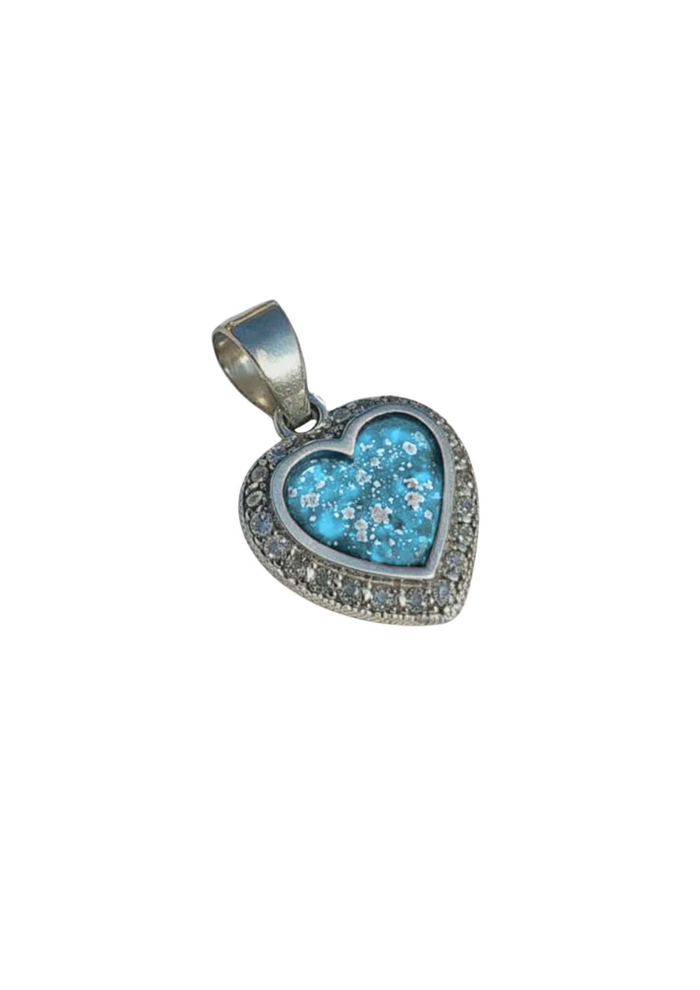 Sterling Silver CZ Surrounded Heart Pendant