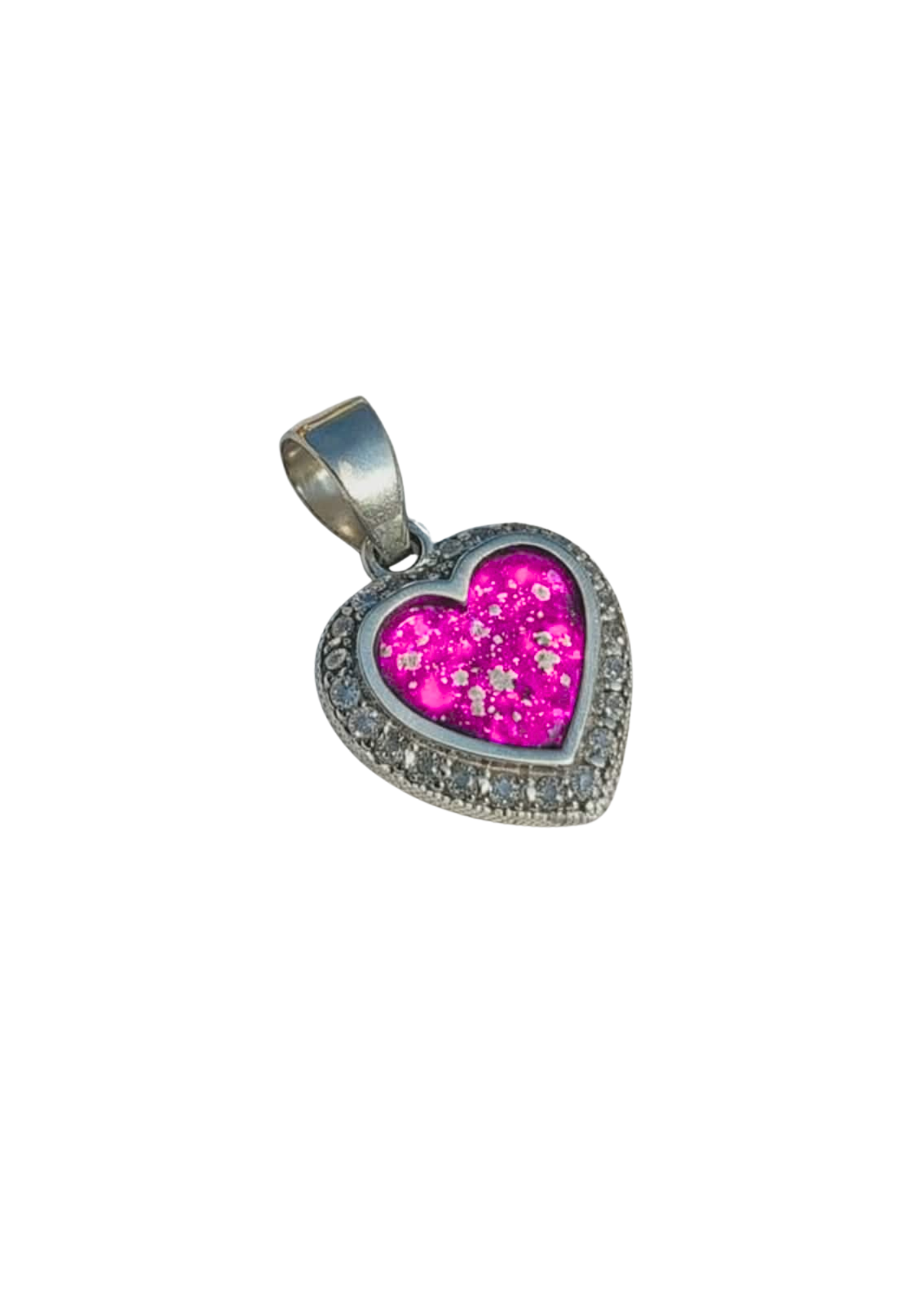 Sterling Silver CZ Surrounded Heart Pendant