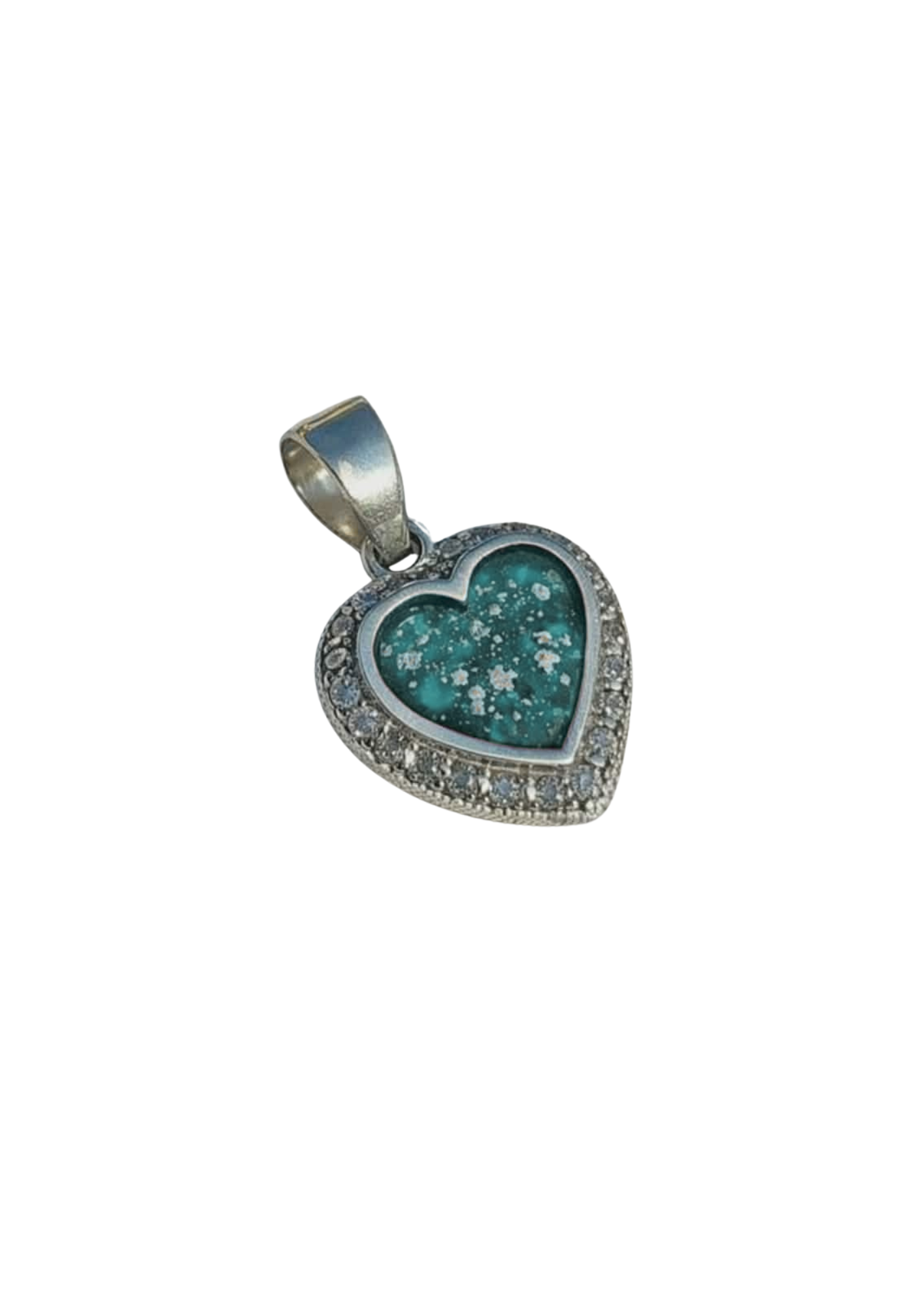 Sterling Silver CZ Surrounded Heart Pendant