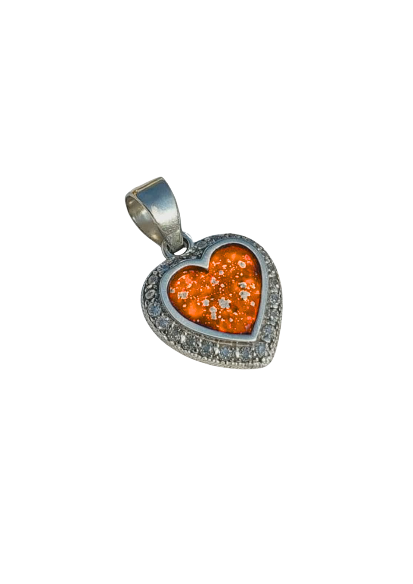 Sterling Silver CZ Surrounded Heart Pendant