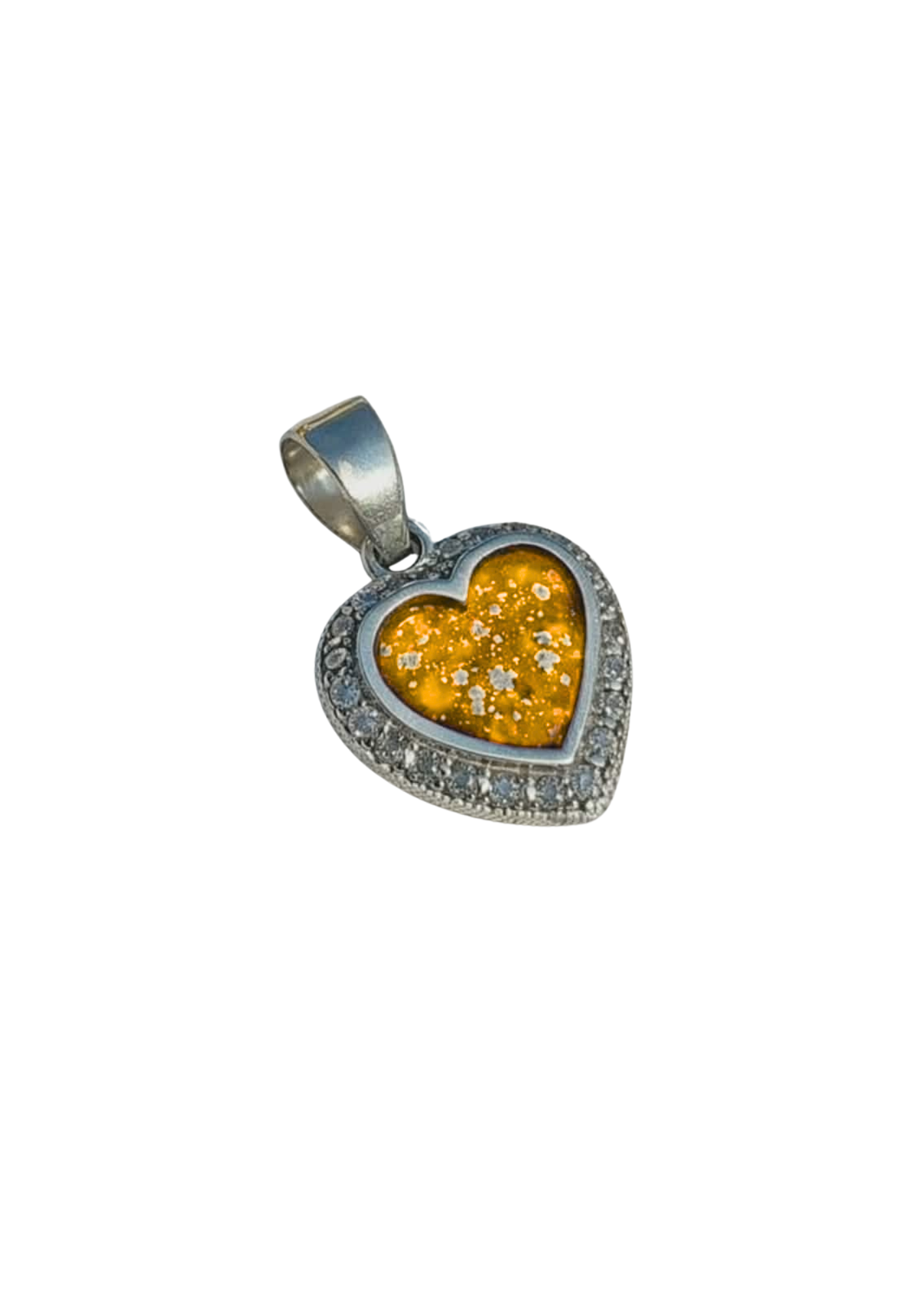 Sterling Silver CZ Surrounded Heart Pendant
