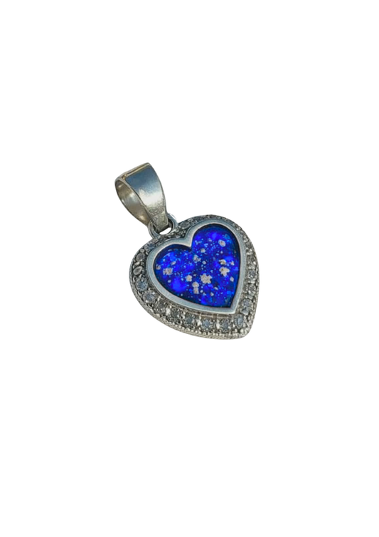 Sterling Silver CZ Surrounded Heart Pendant