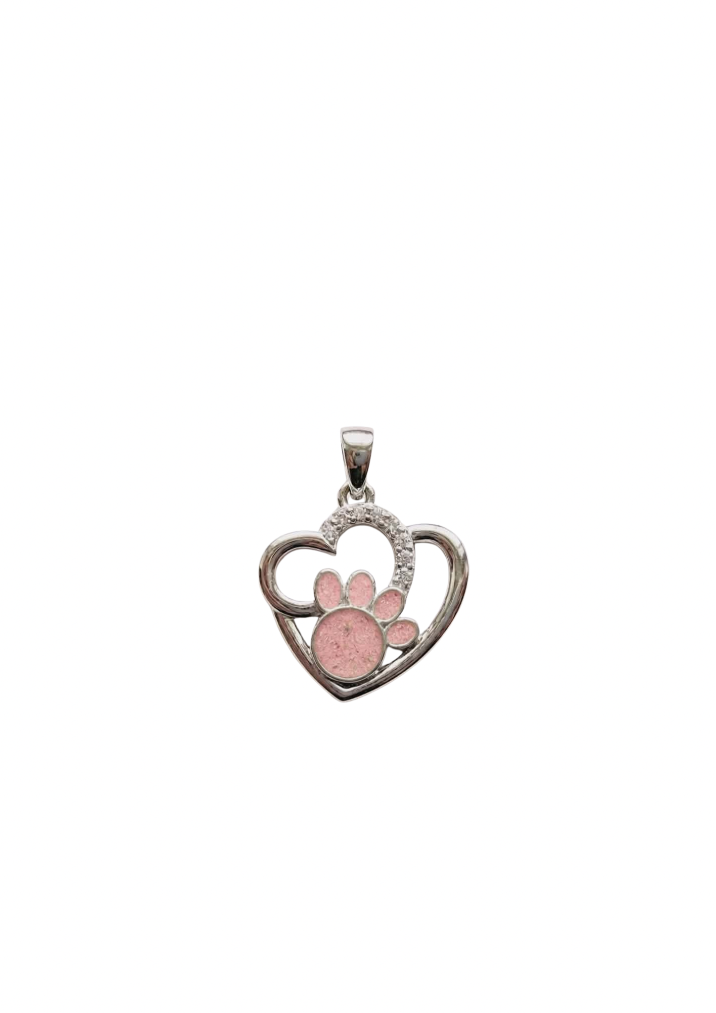Sterling Silver Memorial Paw & Heart Pendant
