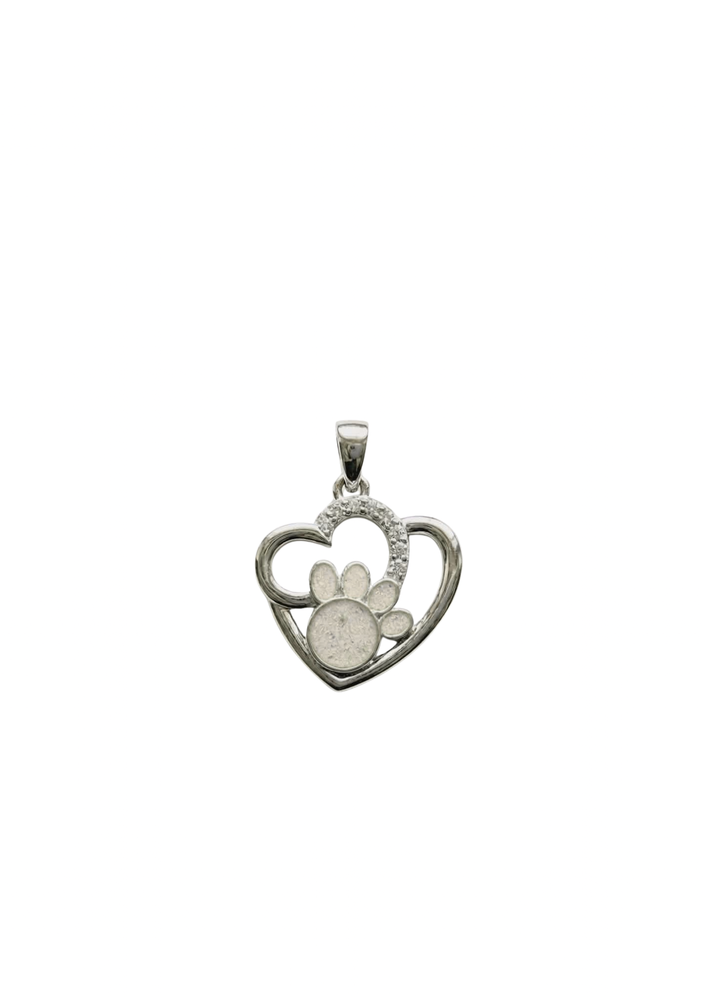Sterling Silver Memorial Paw & Heart Pendant