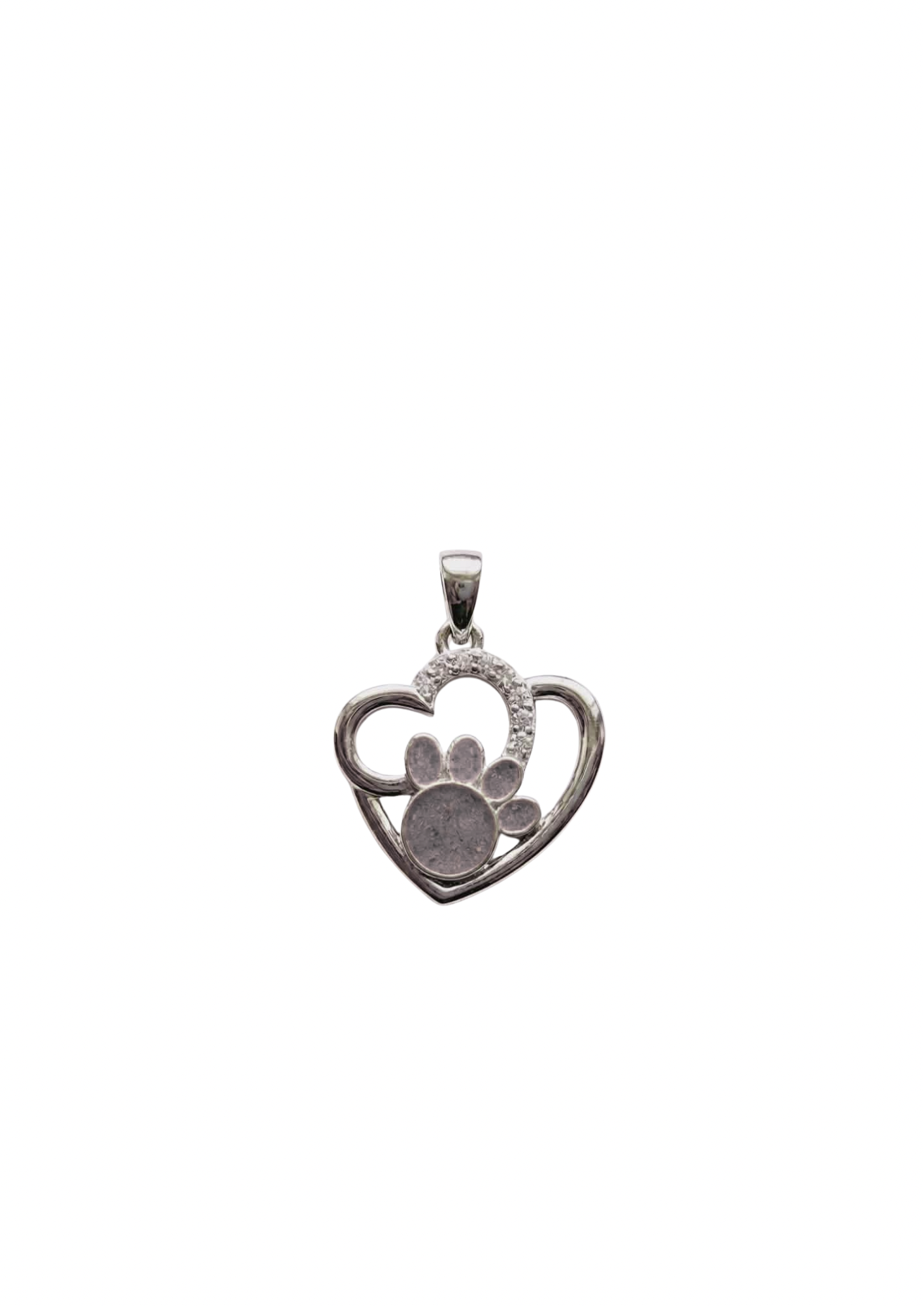 Sterling Silver Memorial Paw & Heart Pendant