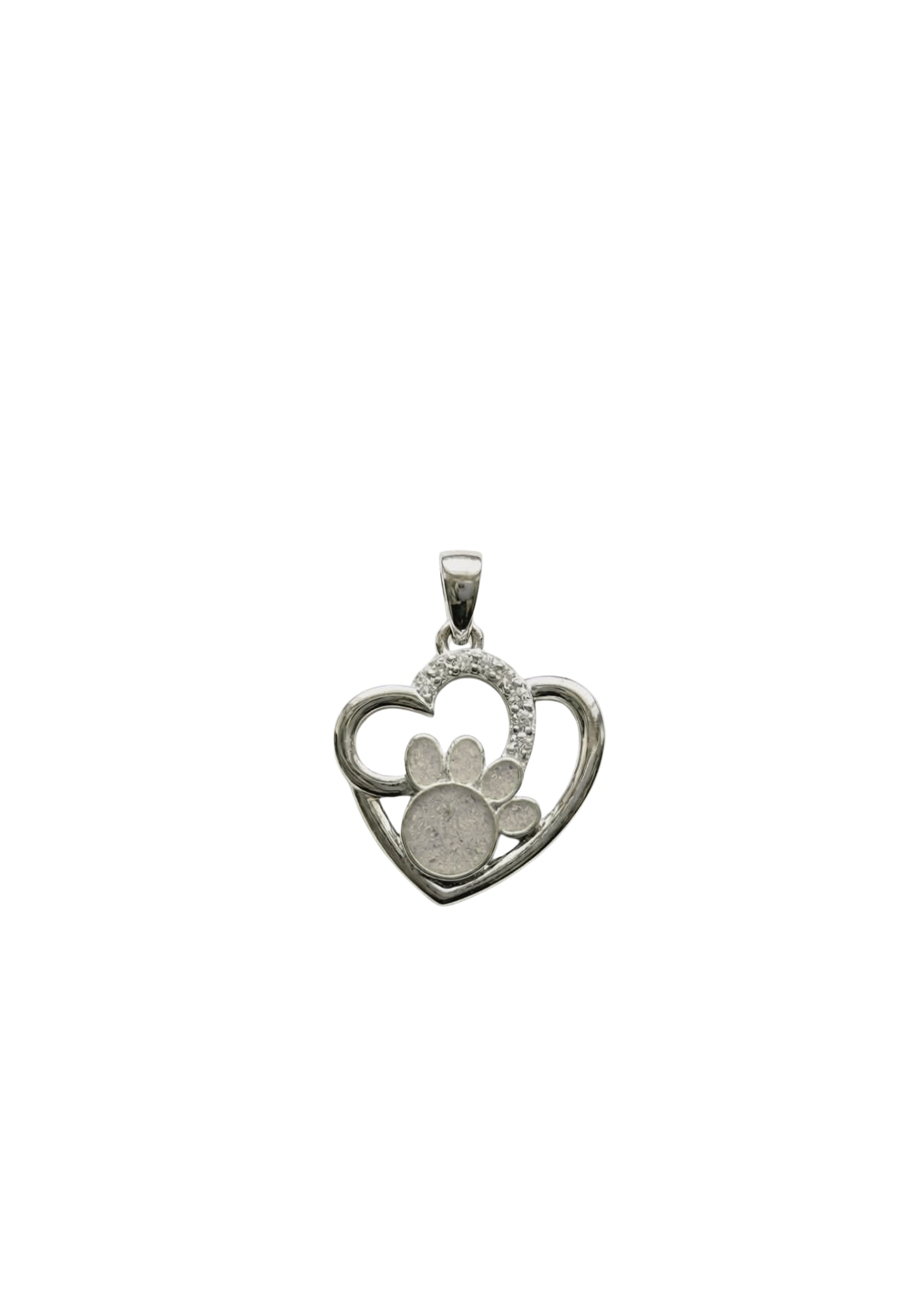 Sterling Silver Memorial Paw & Heart Pendant