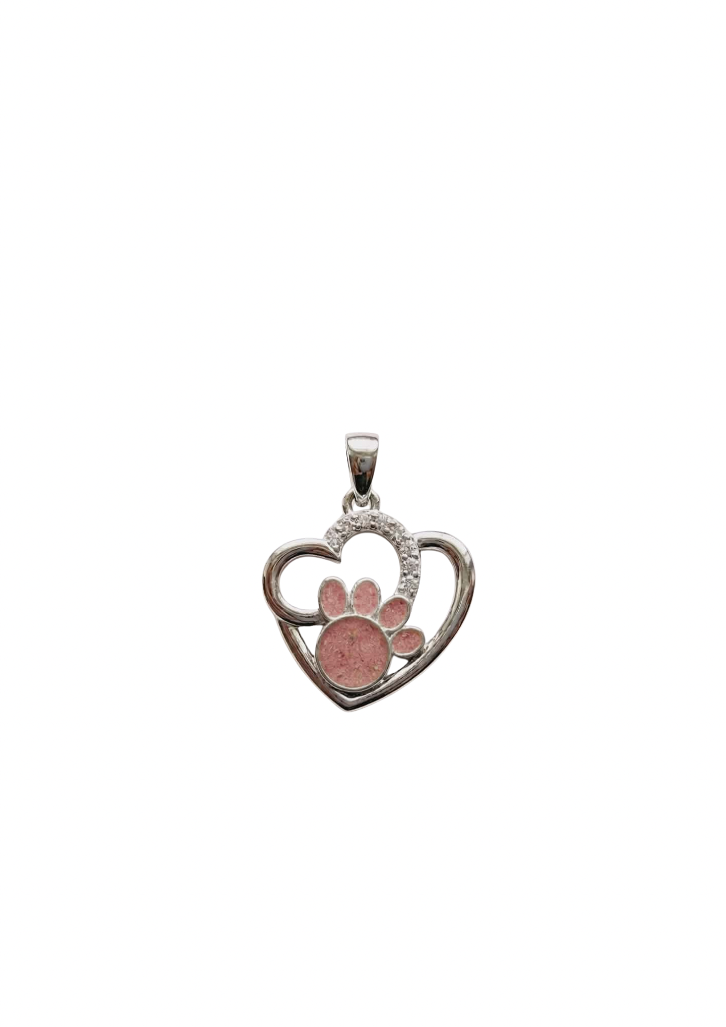 Sterling Silver Memorial Paw & Heart Pendant
