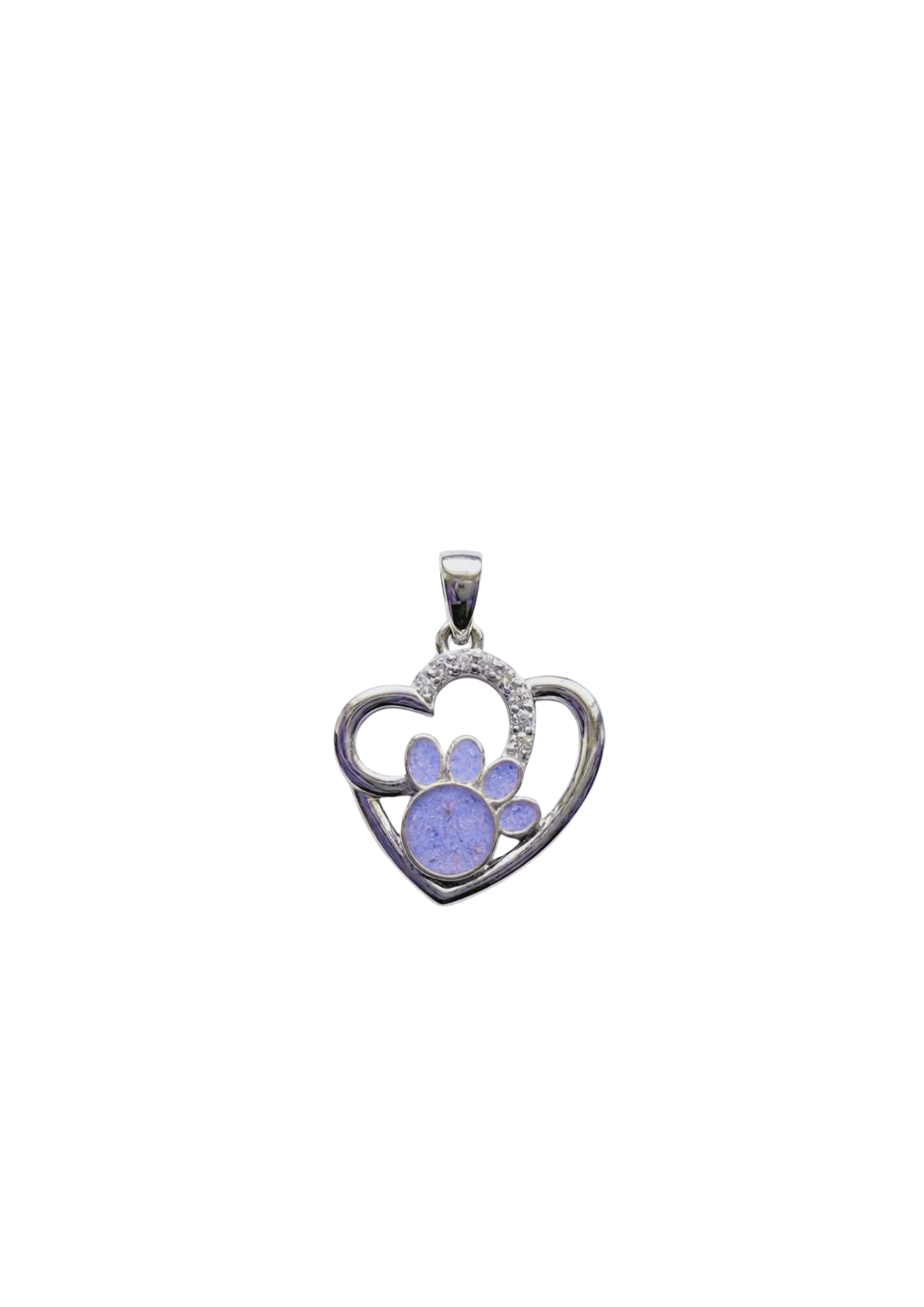 Sterling Silver Memorial Paw & Heart Pendant