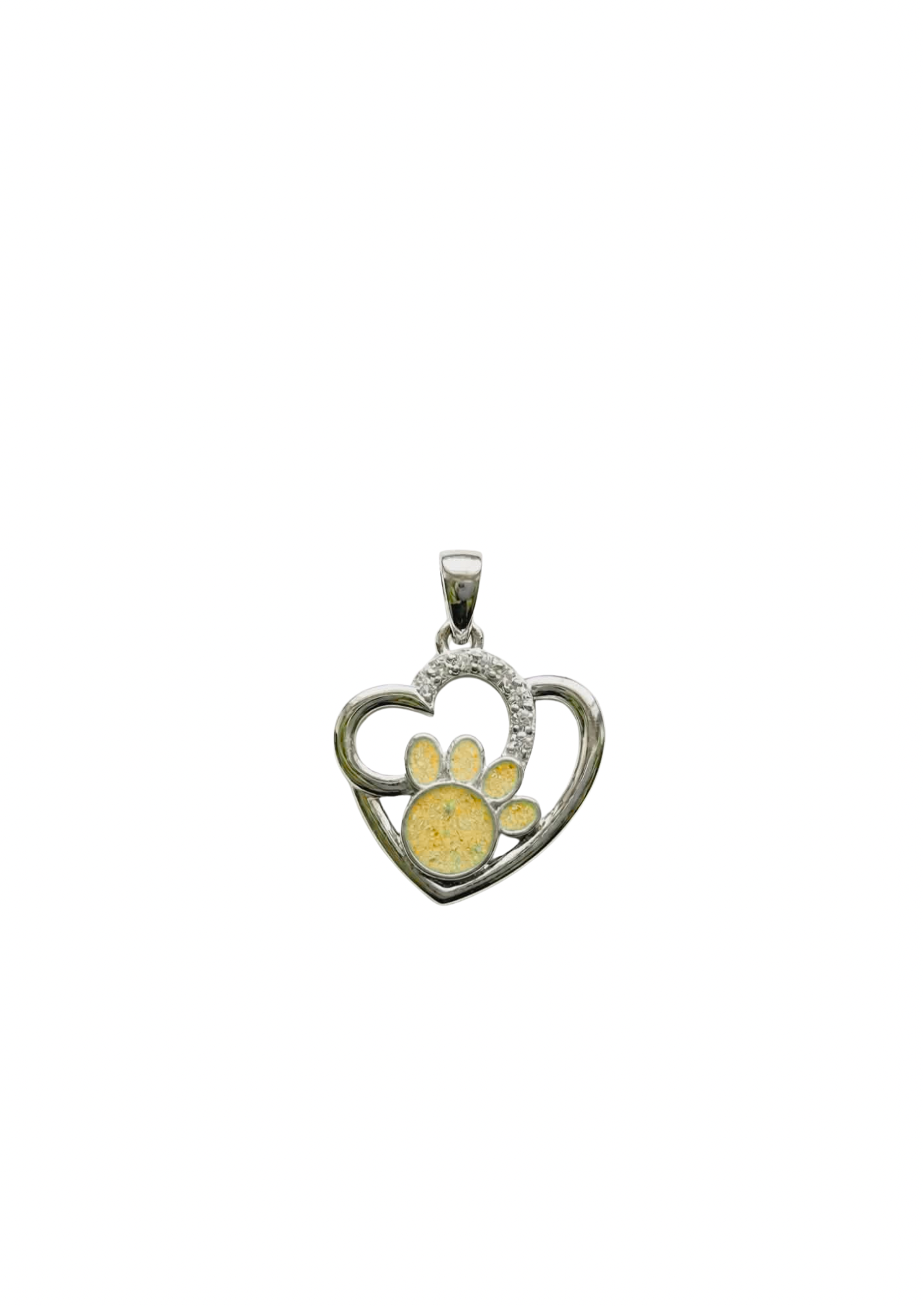 Sterling Silver Memorial Paw & Heart Pendant