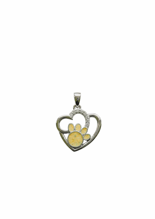Sterling Silver Memorial Paw & Heart Pendant